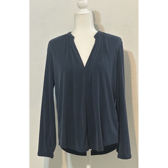 Anthropologie Current Air Women Size M Split Neck Long Sleeve Top Minimalist - Picture 1 of 11